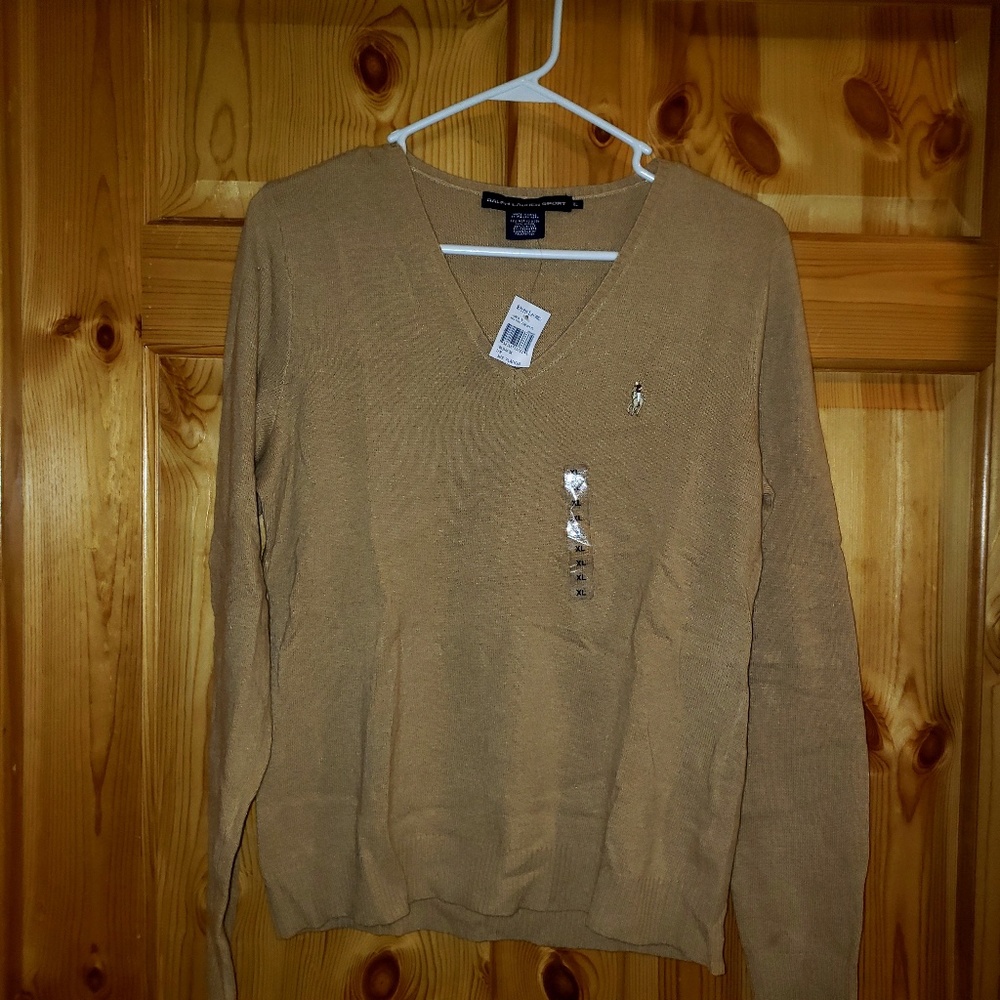 Nwt Ralph Lauren Sport Sweater Women's  V Neck XL